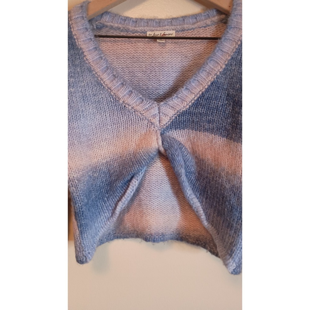 For Love & Lemons Celeste Ombre Fuzzy Knit Twist Front Cropped Sweater S - Picture 3 of 10